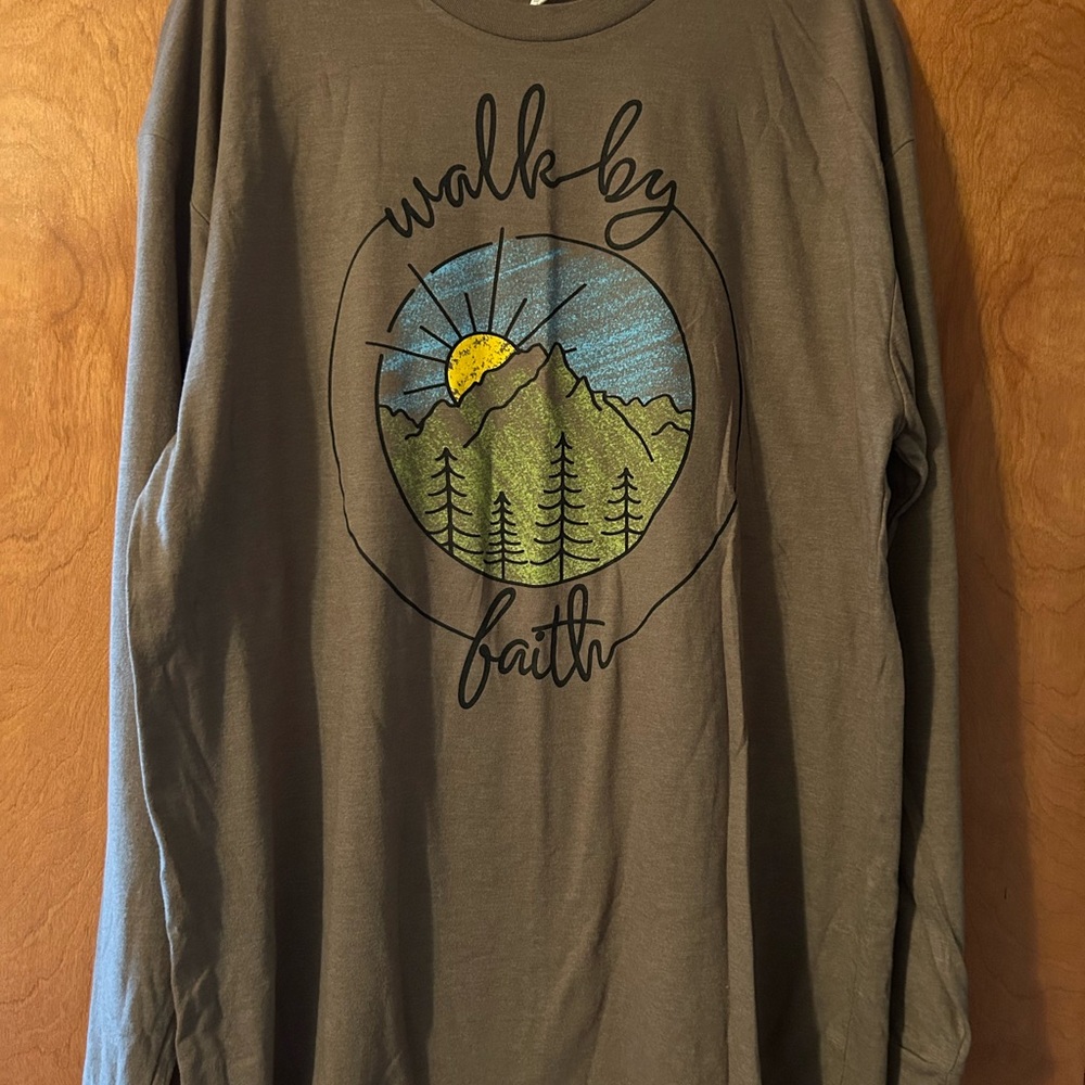 Love In Faith Long Sleeve T-Shirt Heather Army Green XL Unisex